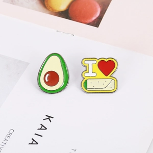 Cute avocado and I Love Burrito enamel pin set for backpacks and clothing accessories