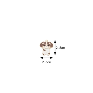 Cartoon puppy enamel pendant in brown and white alloy with dimensions 2.8cm by 2.5cm