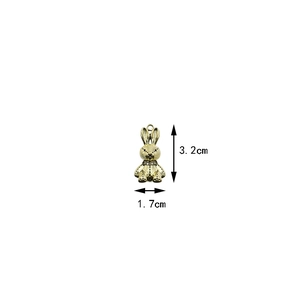 Detail showing 3.2cm tall 3D bunny metal charm dimensions for DIY jewelry making
