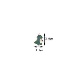 Cartoon dinosaur enamel charm detail with dimensions 2.6cm by 2.1cm for DIY jewelry making
