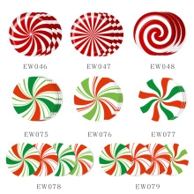 Detail view of 3x3 grid showing magnetic Christmas candy decals with various SKU patterns