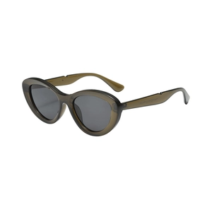 Trendy olive green cat eye sunglasses with gray lenses in a high-quality resin frame