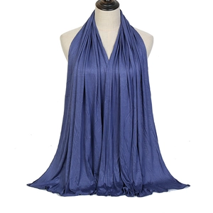 Blue mercerized cotton scarf for women, large lightweight shawl with soft drape