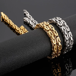 Byzantine style stainless steel chains in gold and silver finish for men