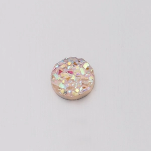 6mm round resin sparkling druzy cabochon with rainbow glitter for DIY jewelry making