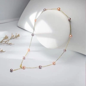 925 Sterling Silver Freshwater Pearl Necklace For Women Starry Sky Y-Shape Tassel Choker Elegant Jewelry For Wedding Party