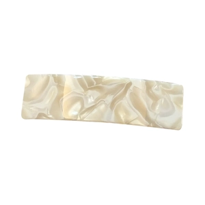 8.5cm rectangular cream marble acetate hair clip with elegant minimalist spring barrette