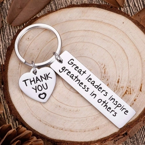 Stainless Steel Keychain Great Leaders Inspire Greatness In Others Teacher Appreciation Graduation Gift Heart Pendant Keyring