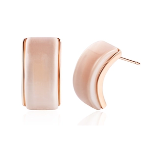 Orecchini a Bottone in Rame Geometrici con Pietra Occhio di Gatto Minimalisti a Forma di C Semicerchio Gioielli Chic Donna