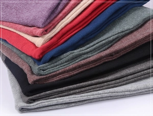 Detailed view of stacked colorful knit fabrics showing soft texture and ribbed patterns