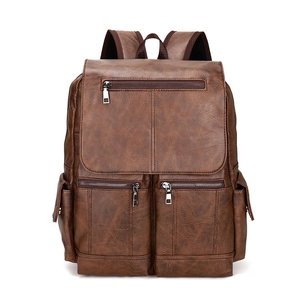 Sac À Dos En Cuir PU Vintage Pour Hommes Grande Kapazität Étanche Mode Sac D'École Décontracté Pour Ordinateur Portable