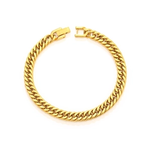 Classic 18K gold plated stainless steel Cuban link bracelet with a secure fold-over clasp