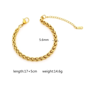 Minimalist golden wheat chain stainless steel bracelet with lobster clasp 17cm