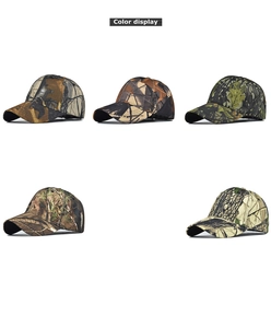 Détails de cinq motifs camouflage jungle sur des casquettes de baseball en coton à six pans