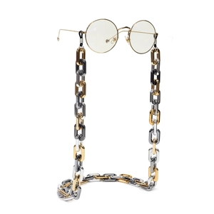 Fashionable thick rectangular link eyewear chain in gold, silver and black gunmetal finish