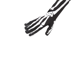 Black polyester skeleton bone gloves 50cm long sleeve for Halloween cosplay party