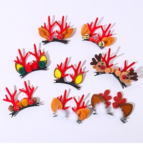 Détails de 8 styles de barrettes bois de renne avec clochettes et pompons