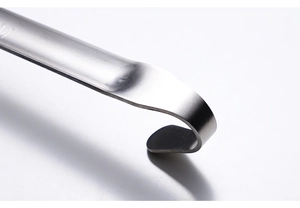 Detail of 304 stainless steel funnel with hanging hook and polished silver finish