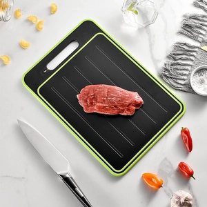 Double Sided Fast Defrosting Cutting Board Aluminum Alloy With Knife Sharpener And Grinder For Kitchen Meat Fruit Non Slip