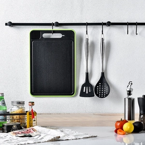 Dual-sided aluminum alloy defrosting cutting board with built-in sharpener and garlic grinder