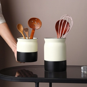 Nordic Ceramic Chopstick Holder Cutlery Storage Caddy With Drainage Holes Detachable Base Minimalist Kitchen Organizer