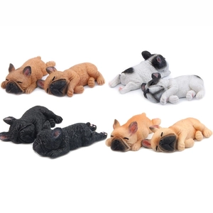 Miniature resin French Bulldog figurines in four colors with a sleeping dog design
