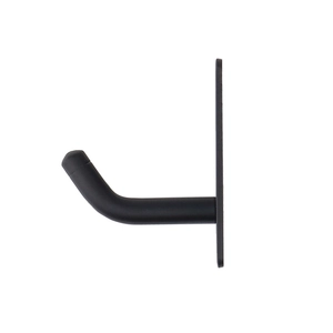 Side view of matte black J-shaped stainless steel wall hook with a smooth finish