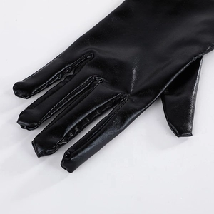 Sexy black patent leather long gloves with glossy finish for cosplay and dance