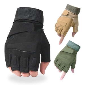 Tactical half-finger gloves with protective padding and adjustable wrist straps in three colors