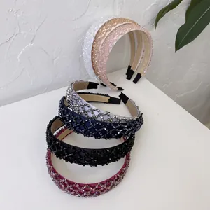 Sparkling crystal beaded wide headband in various colors for elegant women styling