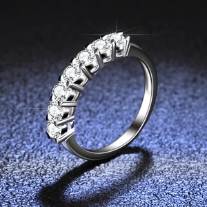 925 Sterling Silver Moissanite Ring Luxury Hollow Crown Seven Stone Row Ring Classic Engagement Wedding Jewelry For Women