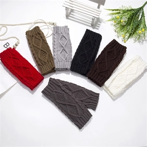 Winter warm knitted arm sleeves fashion cable knit fingerless gloves cuffs for women