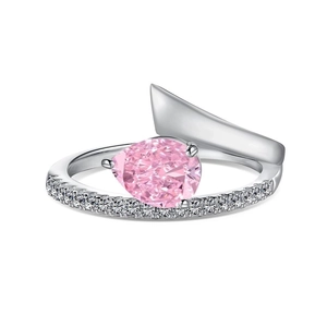 Luxury S925 sterling silver ring featuring a pear-cut pink zircon for elegant weddings