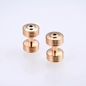 Golden barbell beads with retro striped patterns for personalized jewelry making