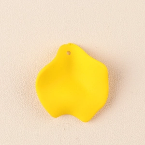 Minimalist yellow acrylic wrinkled petal stud earrings for women with pearlescent finish