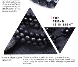 Detailed view of triple-layer volcanic stone bracelet with essential oil diffuser function