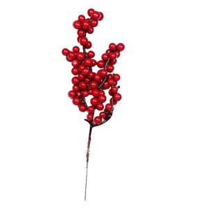 Vibrant artificial red berry branch for Christmas wreaths and festive DIY floral arrangements