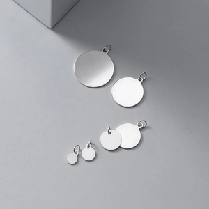 Polished S925 sterling silver geometric round disc charms in five different sizes