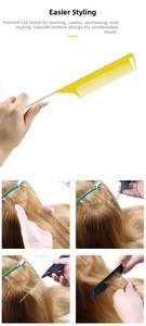 Detail view of professional rat tail comb for precise hair sectioning and styling