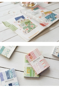 Detail of vintage floral and plaid scrapbook paper used for DIY journal decoration