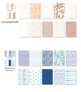 Detailed view of Caramel Cream Puff and Blueberry Mousse scrapbooking paper patterns