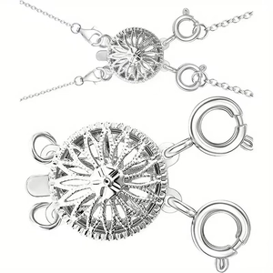 Silver hollow sunflower multi-strand connector clasp for necklaces and bracelets