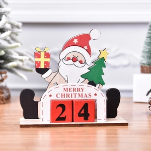 Creative Christmas Santa Claus wooden DIY countdown calendar with manual date blocks