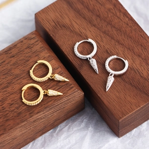 Luxurious S925 sterling silver cone earrings with pavé diamonds in gold and silver finish