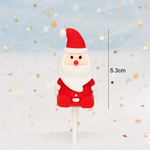 Cute Santa Claus soft rubber cake topper for Christmas dessert decoration with 5.3cm height