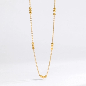 S925 Sterling Silver Minimalist Bead Chain Necklace For Women Elegant 18K Gold Plated Round Beads Clavicle Chain Individual Fashion Jewelry Gift