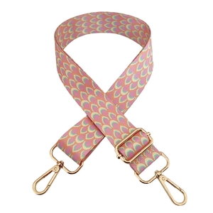 Colorful peacock pattern wide shoulder strap for cross-body bags with gold hardware