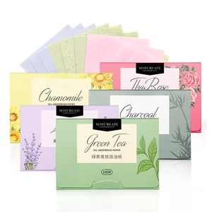 Various oil-absorbing face sheets in green tea, rose, and charcoal for daily skincare
