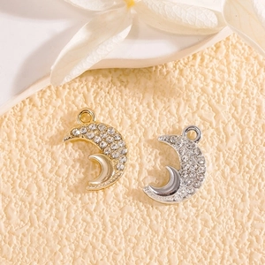 Moon Charms Pendants Alloy Rhinestone 3D Crescent For DIY Jewelry Making Earrings Necklace Bracelet Crafting Accessories