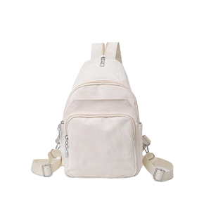Borsa a tracolla chic in pelle PU bianco avorio con trama marmorizzata e zip argento